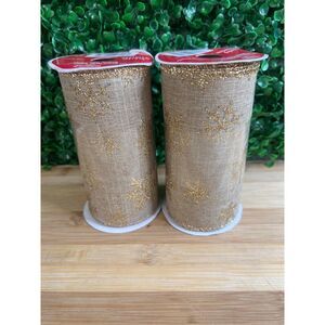 New Bundle Extra Wide Gold with Glitter Snowflake Christmas Ribbon Wreath Crafti